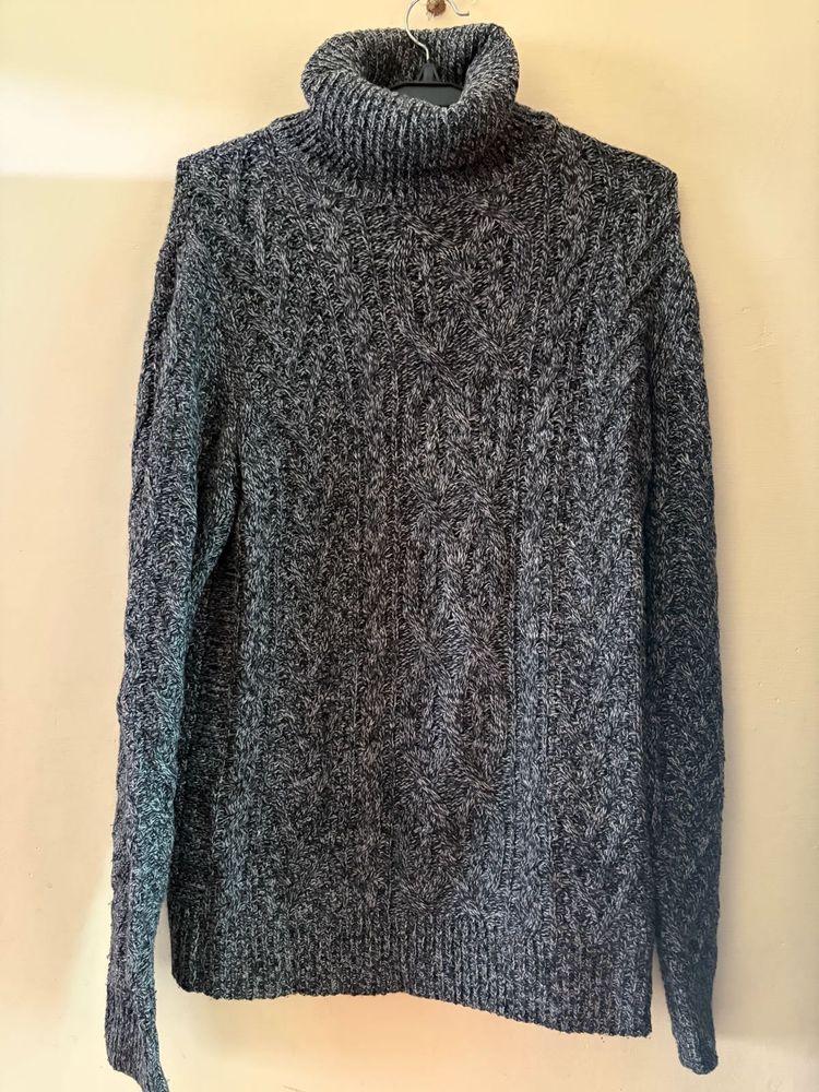 Men's Cable Knit Turtleneck Sweater