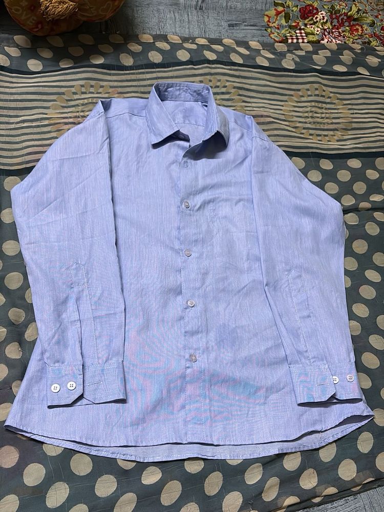 Unisex Blue Striped Formal Shirt