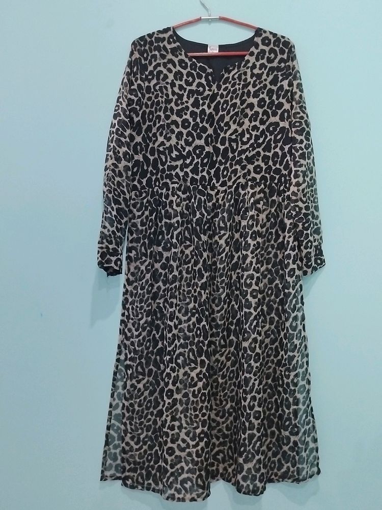 Leopard Print Frock Style Kurta