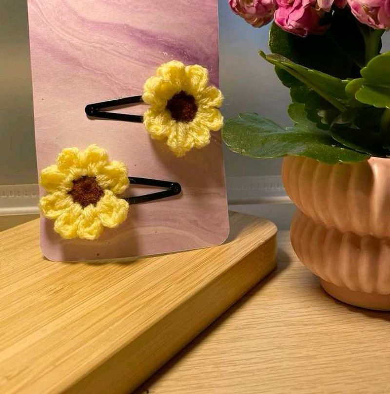Crochet Heart Hair Clips
