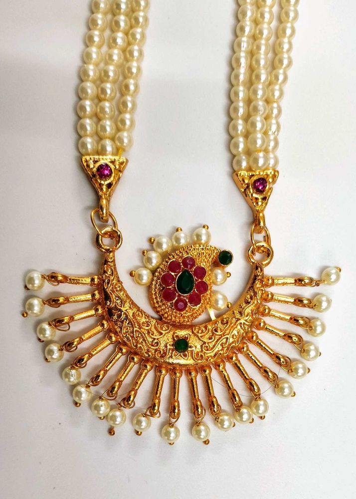 Pearl &amp; Golden Moti Haar / Necklace 14.5"