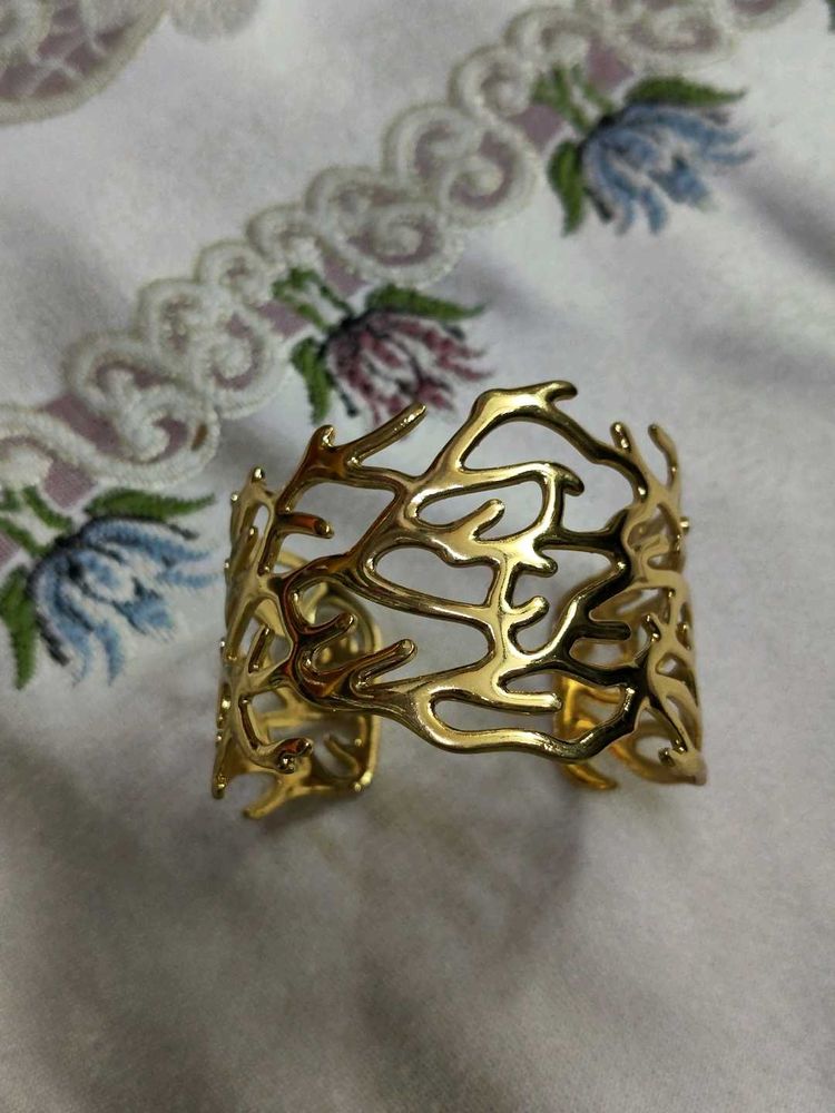 Unique Gold Coral Cuff Bracelet