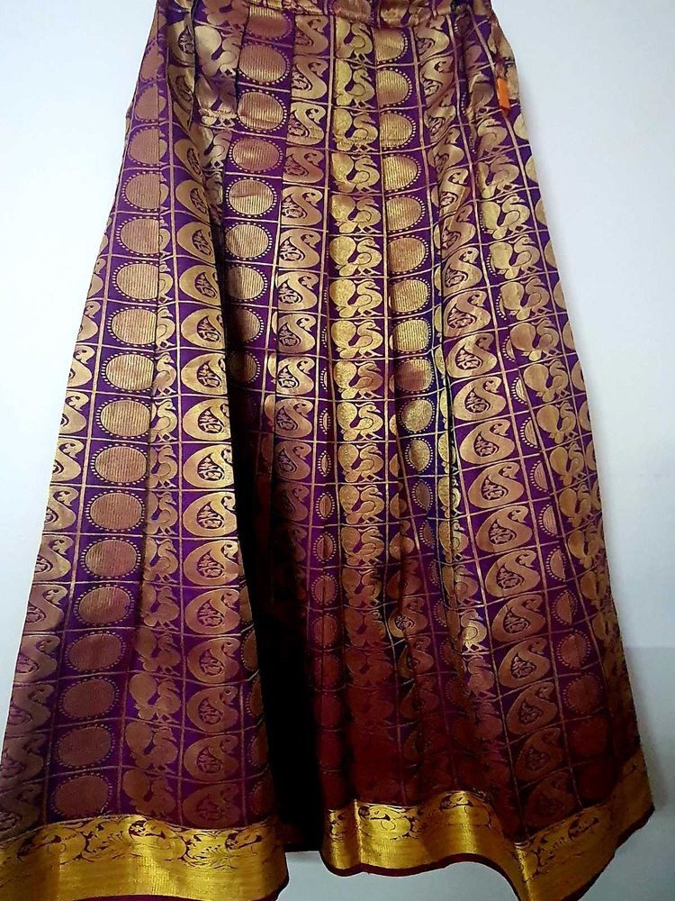 Purple &amp; Gold Silk Brocade Skirt