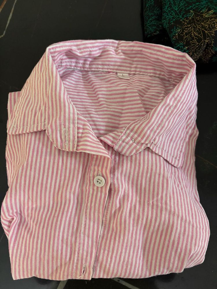 Pink Striped Button-Up Shirt