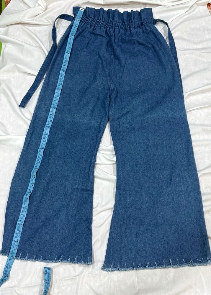 High-Waisted Wide Leg Denim Pants