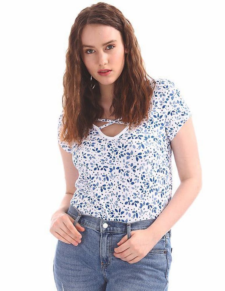 GAP Printed T-shirt with cutout neck