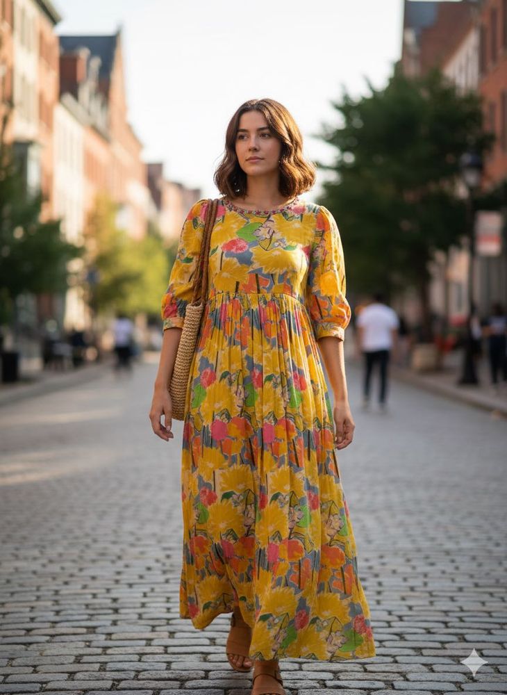 Floral Yellow Maxi Dress
