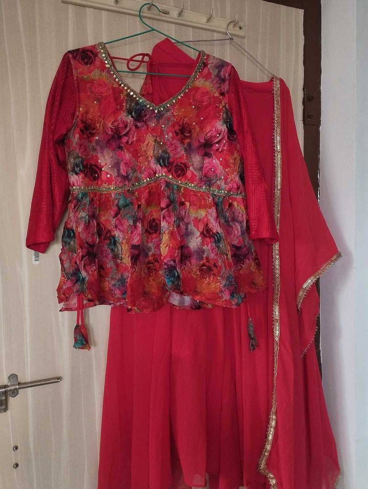 Floral Peplum Kurta Set with Plazzo