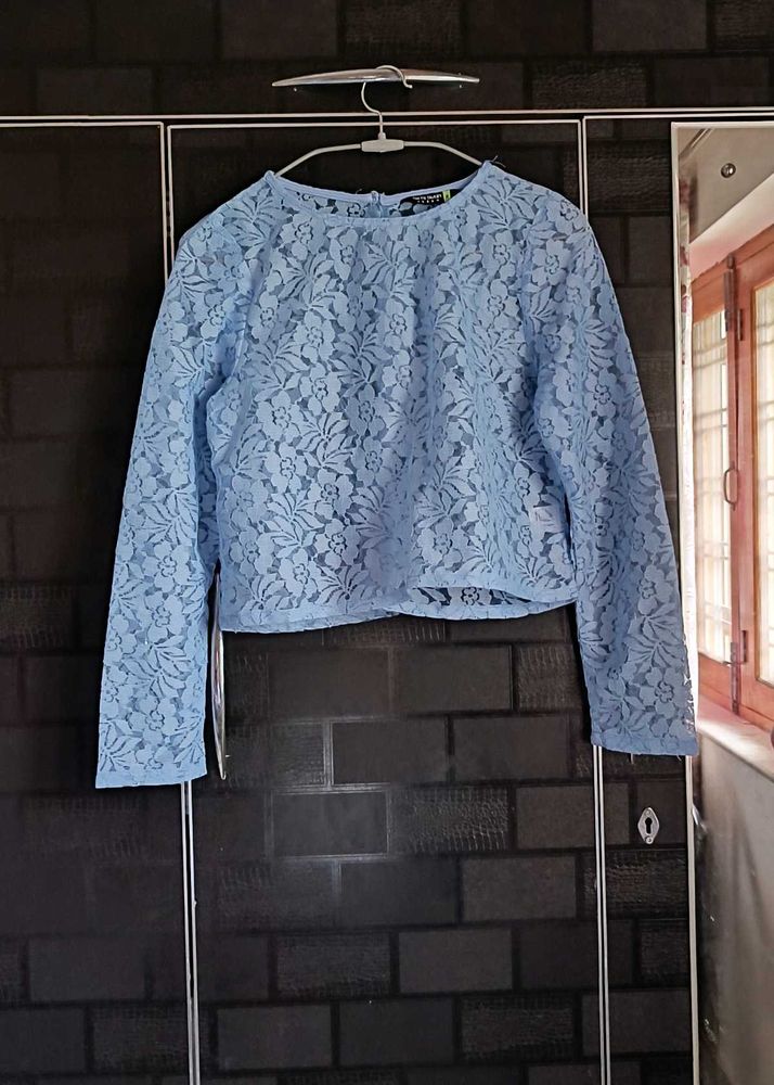 Light Blue Lace Crop Top