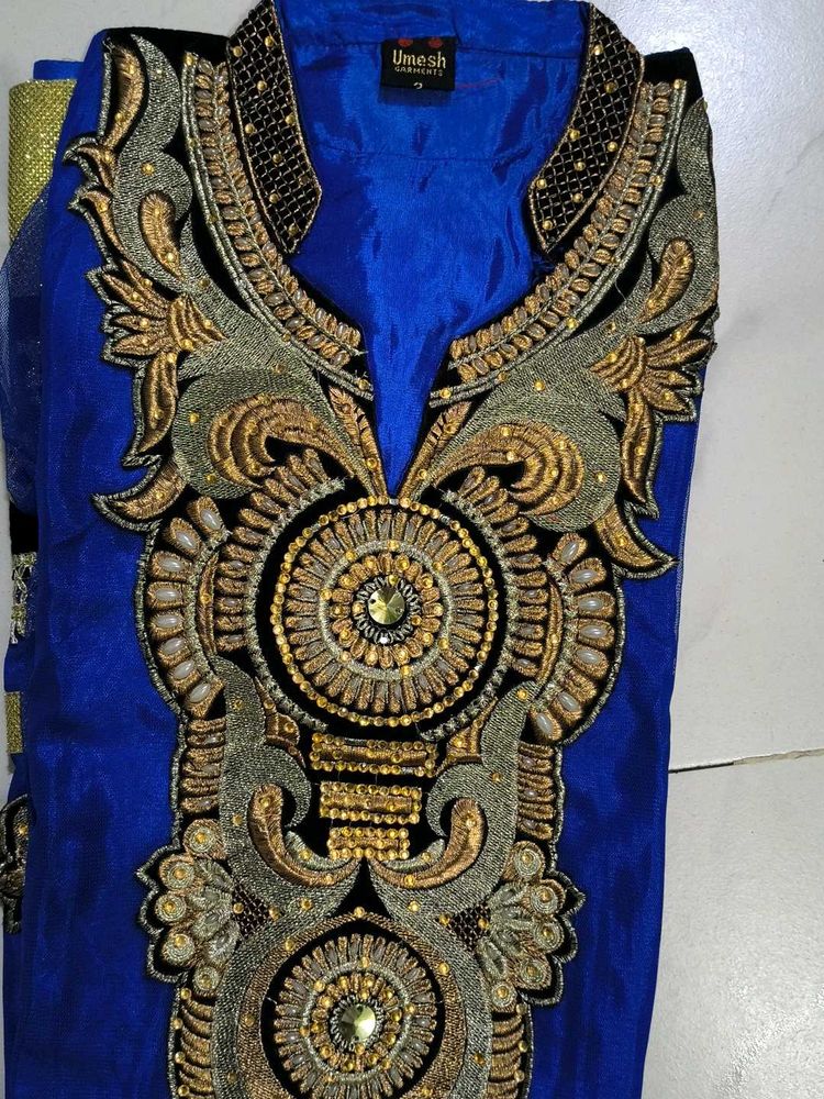 Royal Blue Embroidered Kurta Set