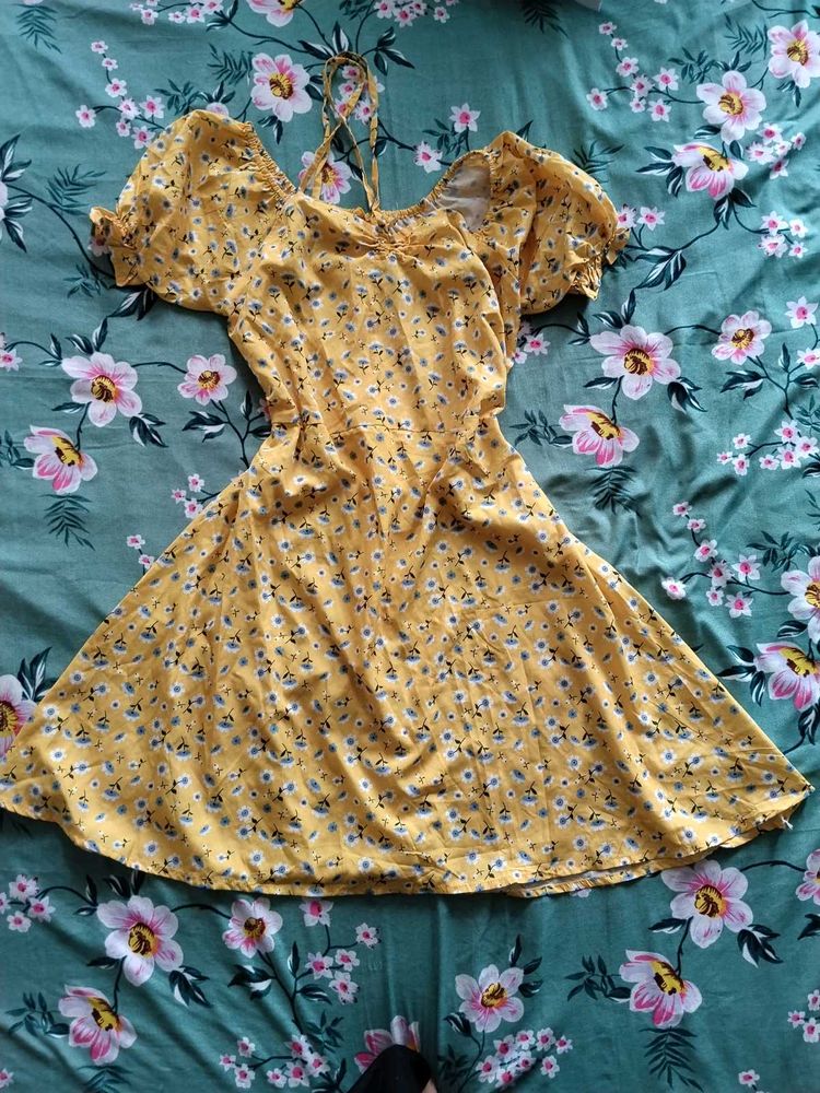 Yellow Floral Mini Dress
