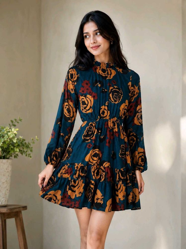 Boho Floral Print Mini Dress