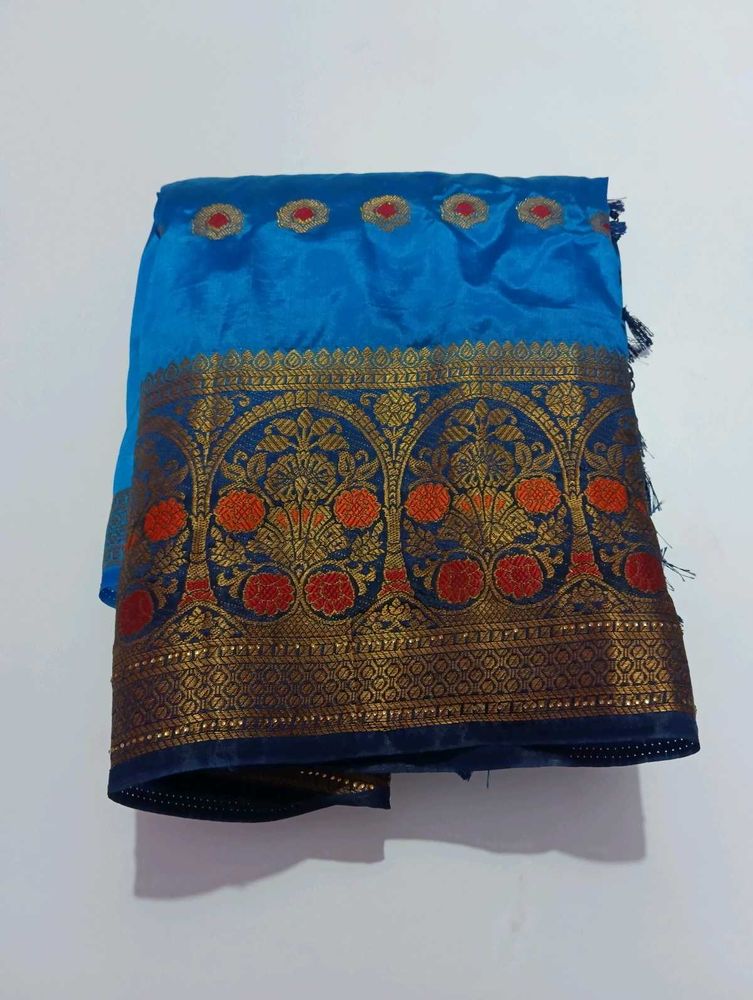 Vibrant Blue Banarasi Silk Saree