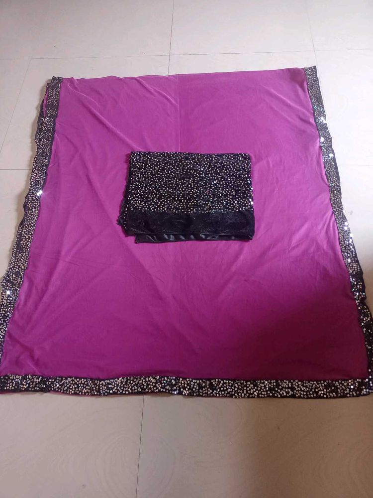 Elegant Purple Saree with Sequins