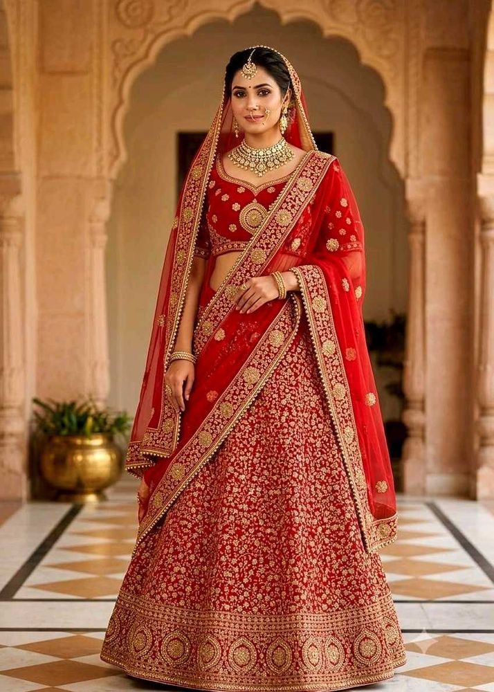 stunning bridal   red  Lehenga