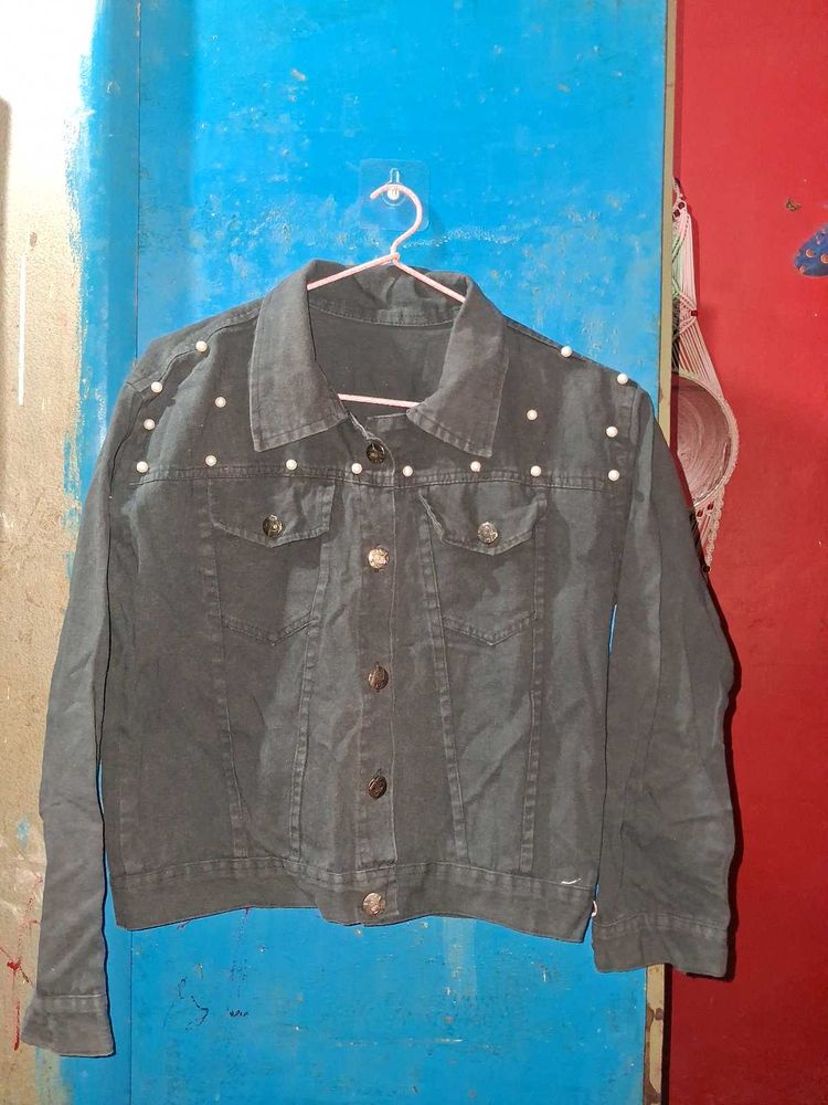 Pearl Embellished Denim Jacket