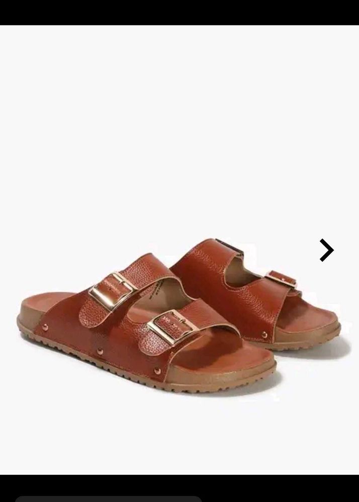 Brown Double Buckle Sandals