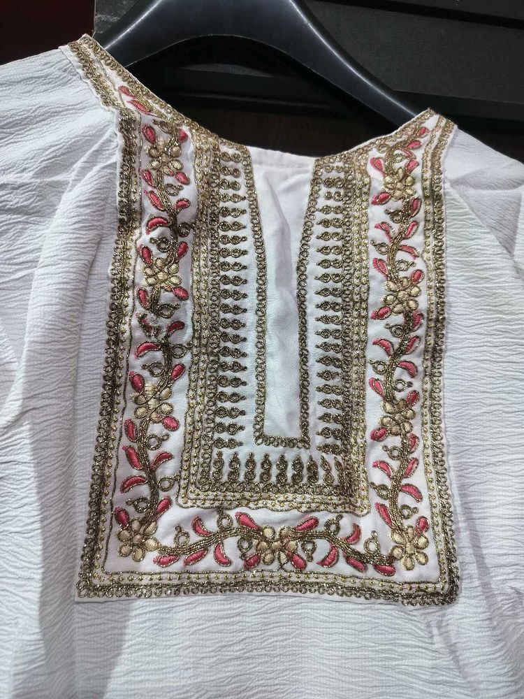 Embellished White Kurta