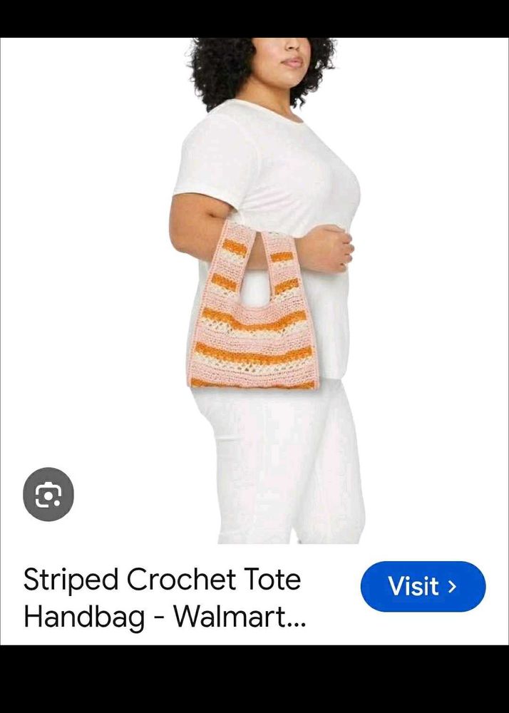 wild fable Striped Crochet Tote Handbag