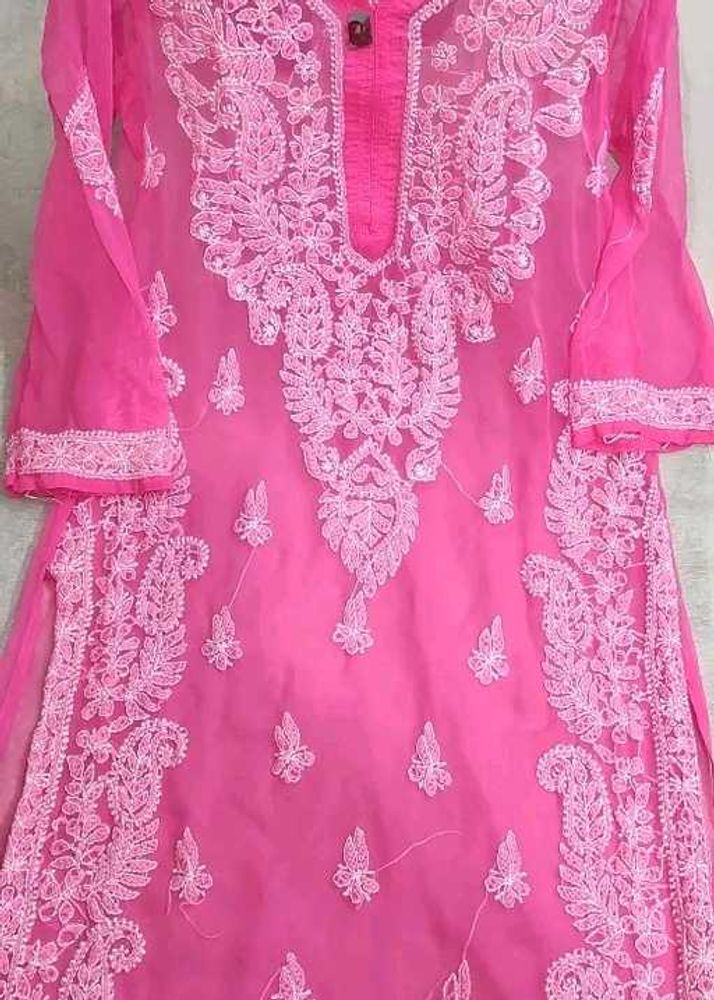 Pink Chikankari Kurti