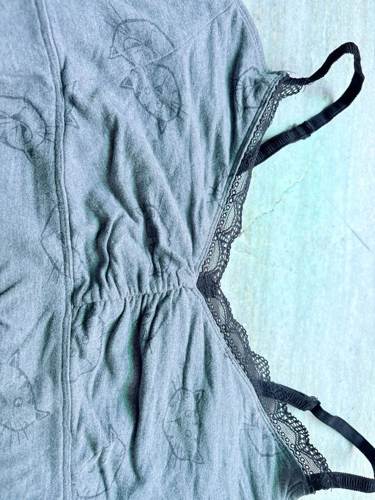 Grey Cat Print Camisole Top