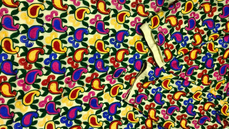 Vibrant Embroidered Kurta Fabric