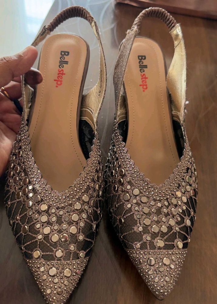 Belle Step Embellished Slingback Heels
