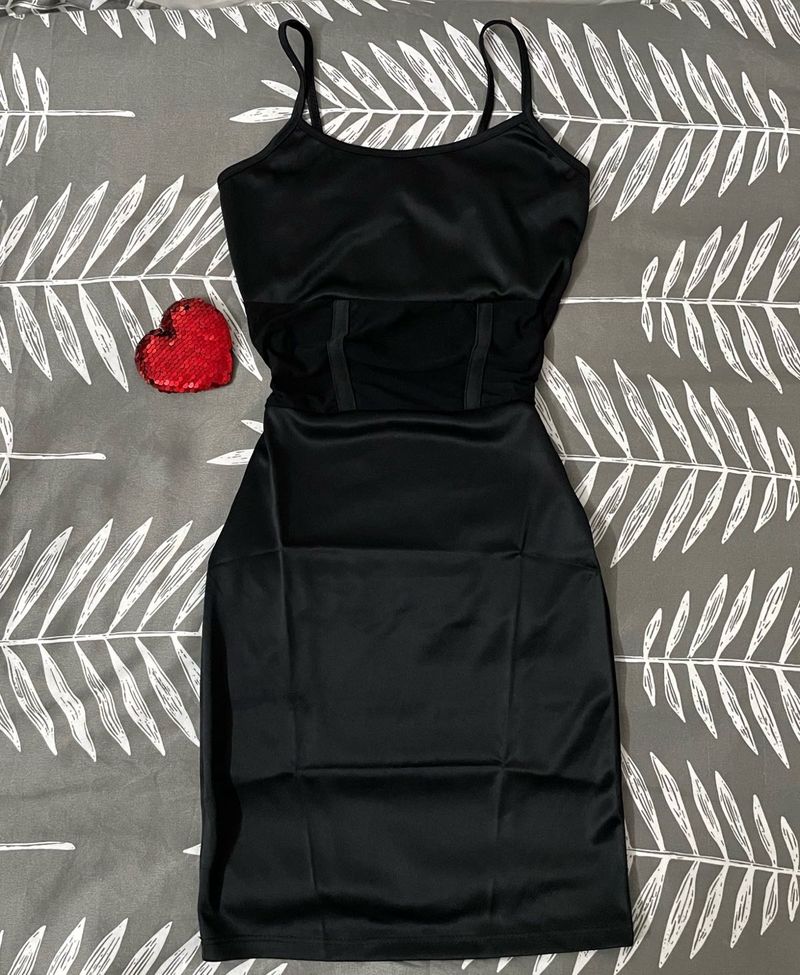 Sleek Black Spaghetti Strap Dress