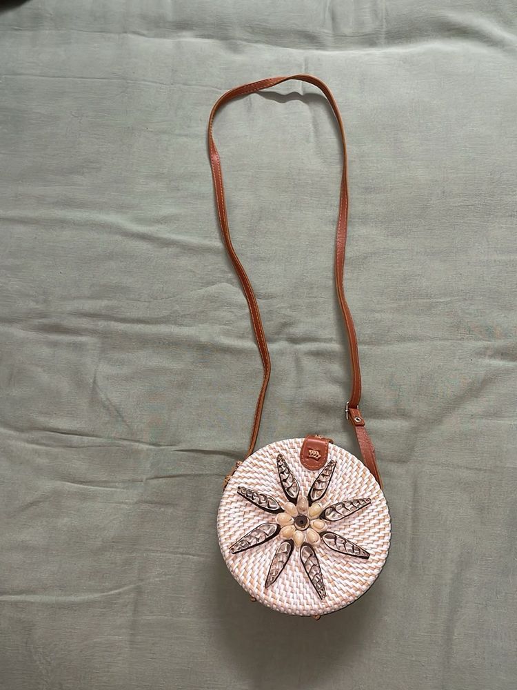 Woven Round Crossbody Bag