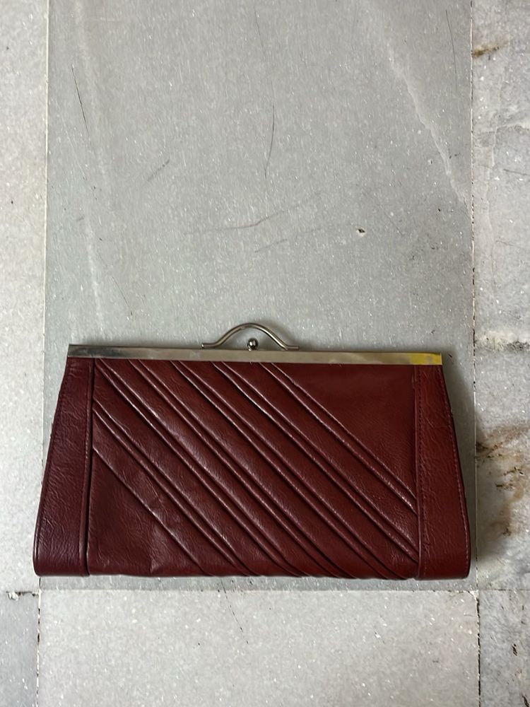 Chic Burgundy/Brown Clutch Bag