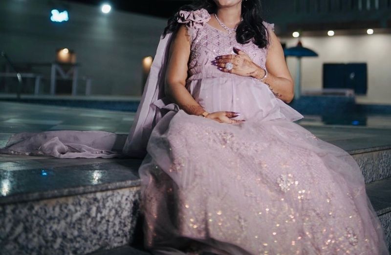 Elegant Lilac maternity gown