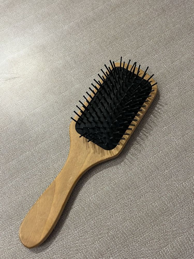 Wooden Paddle + Pink Hair Brush