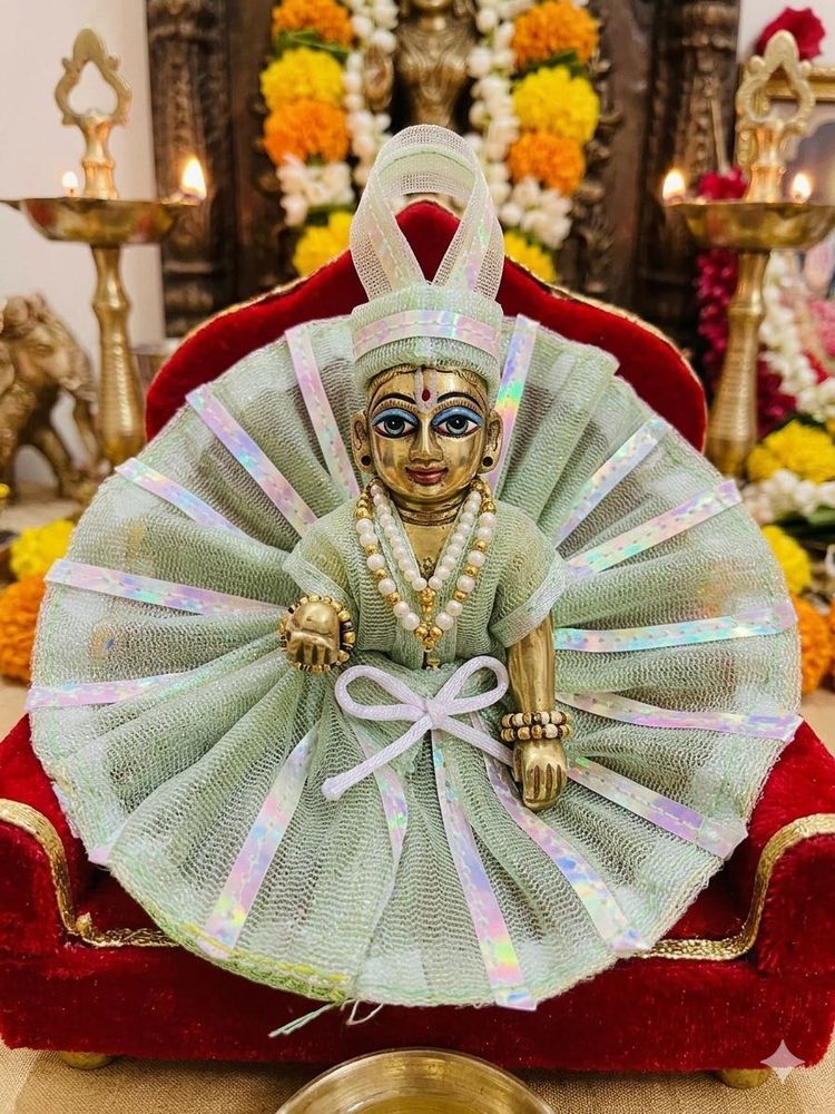 HandcraftedHeavyPearl&amp;StoneWork LadduGopal Poshak
