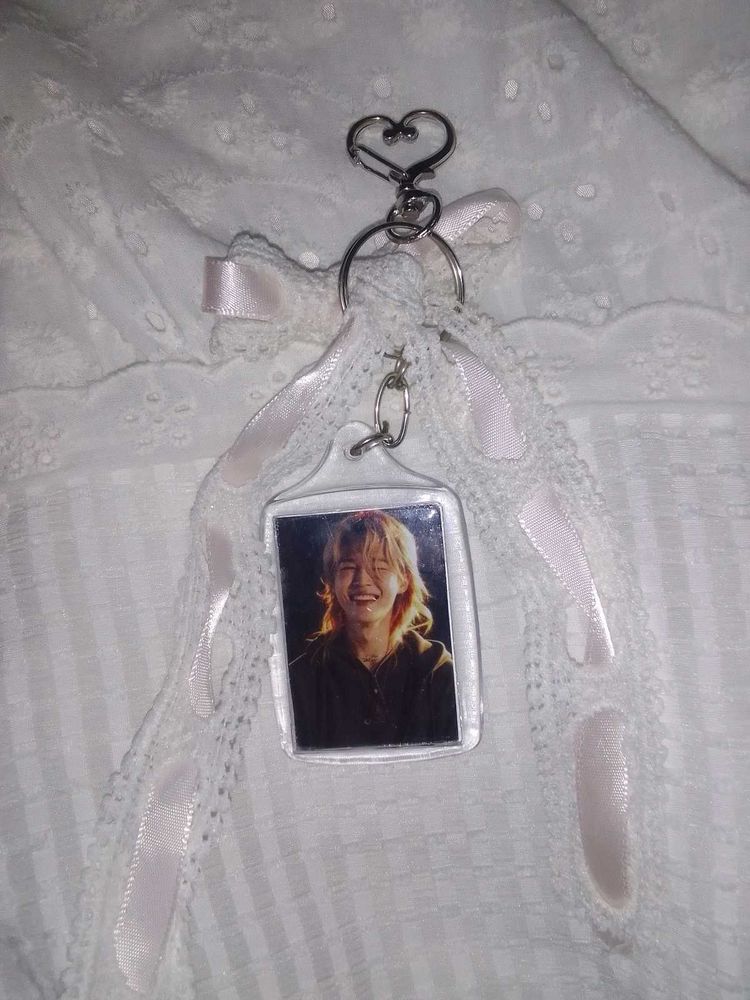 Custom Photo Keychain with Lace Bow