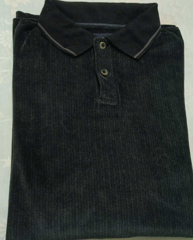 Men's Dark Herringbone Polo Shirt