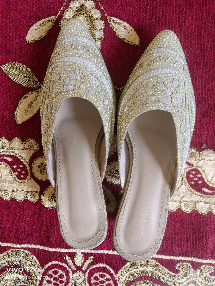 Embellished Pointed Toe Mules