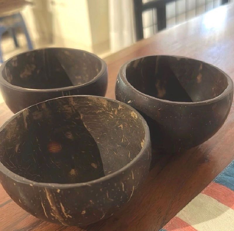 Set of 2 Natural Coconut Bowls