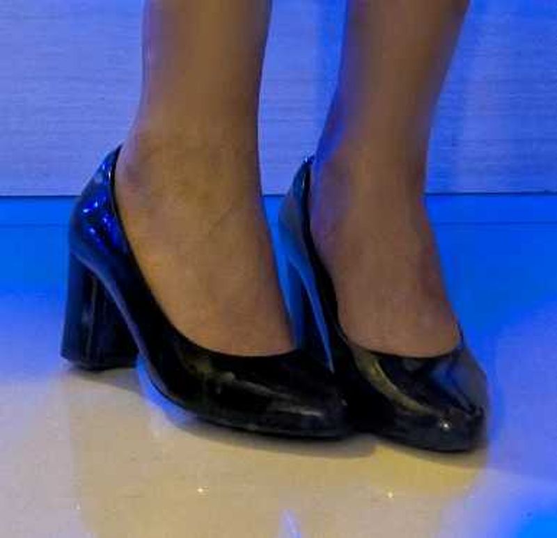 cute Black Patent Block Heels