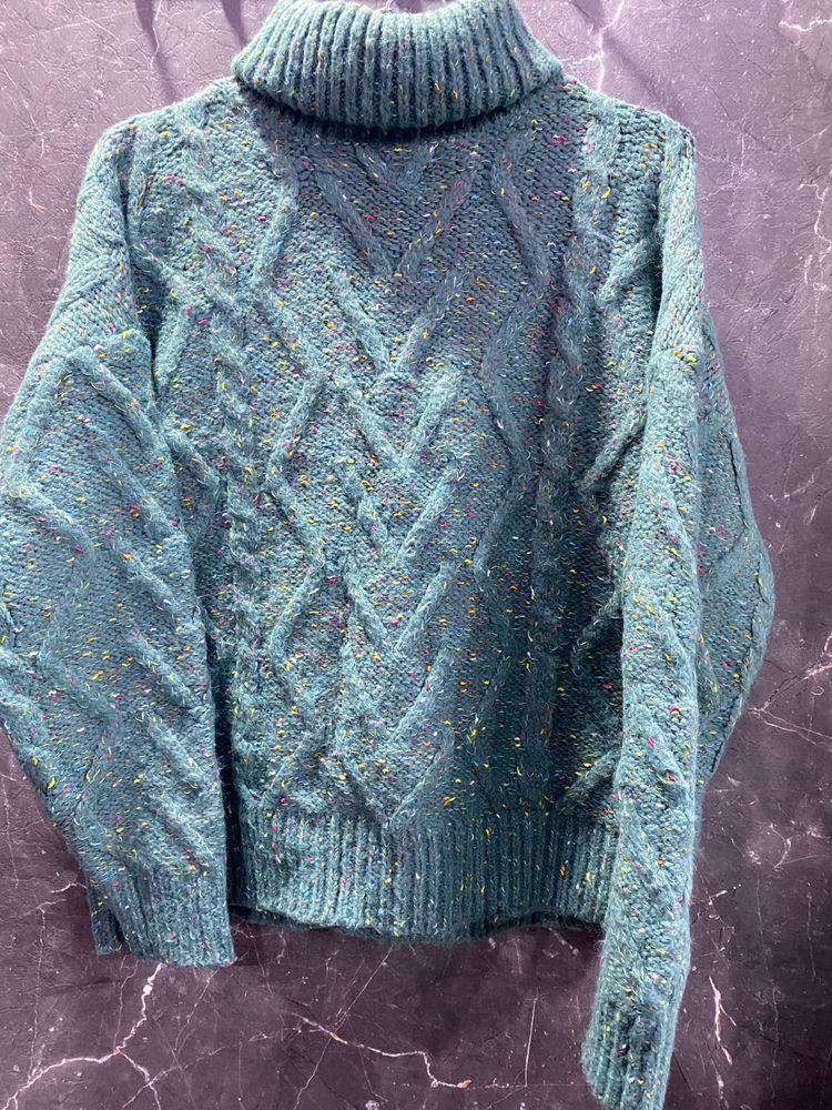 Cozy Teal Turtleneck Sweater