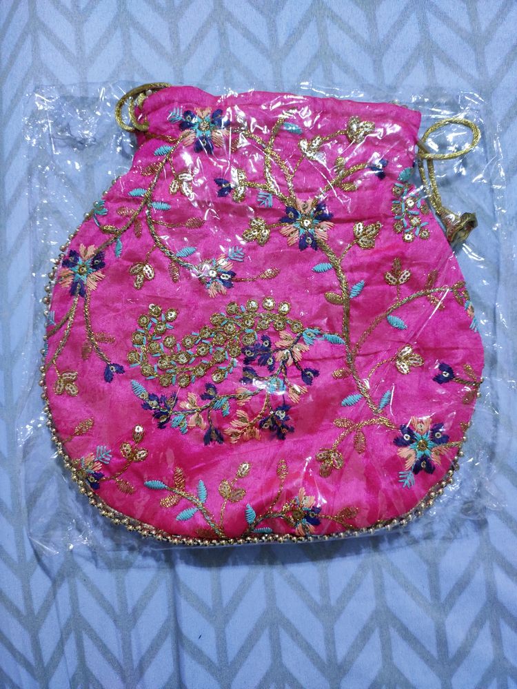 New..unused Potli Bag.. Indian Women's Handmade Embroidered Clutch..