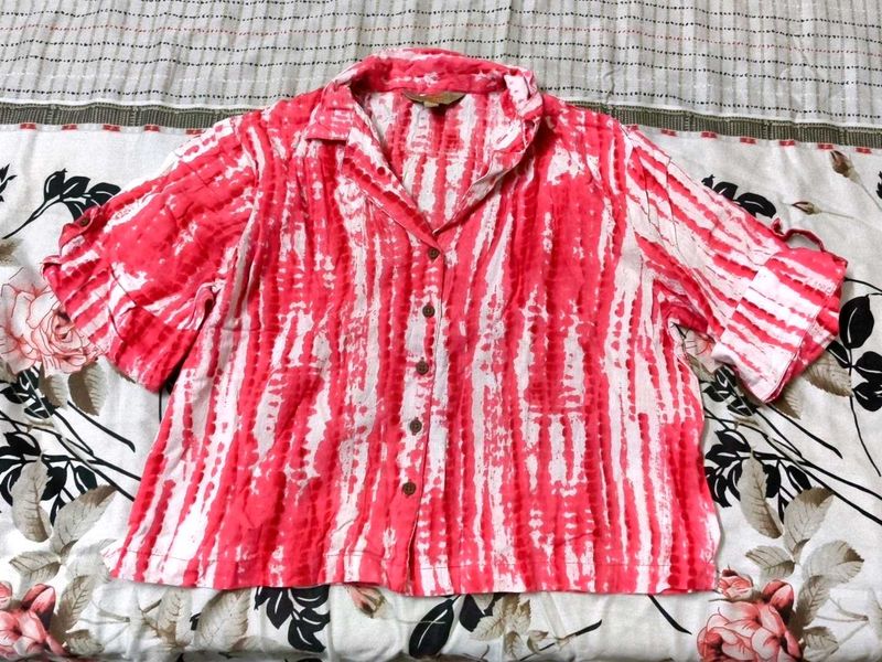 Vibrant Tie-Dye Button-Up Blouse