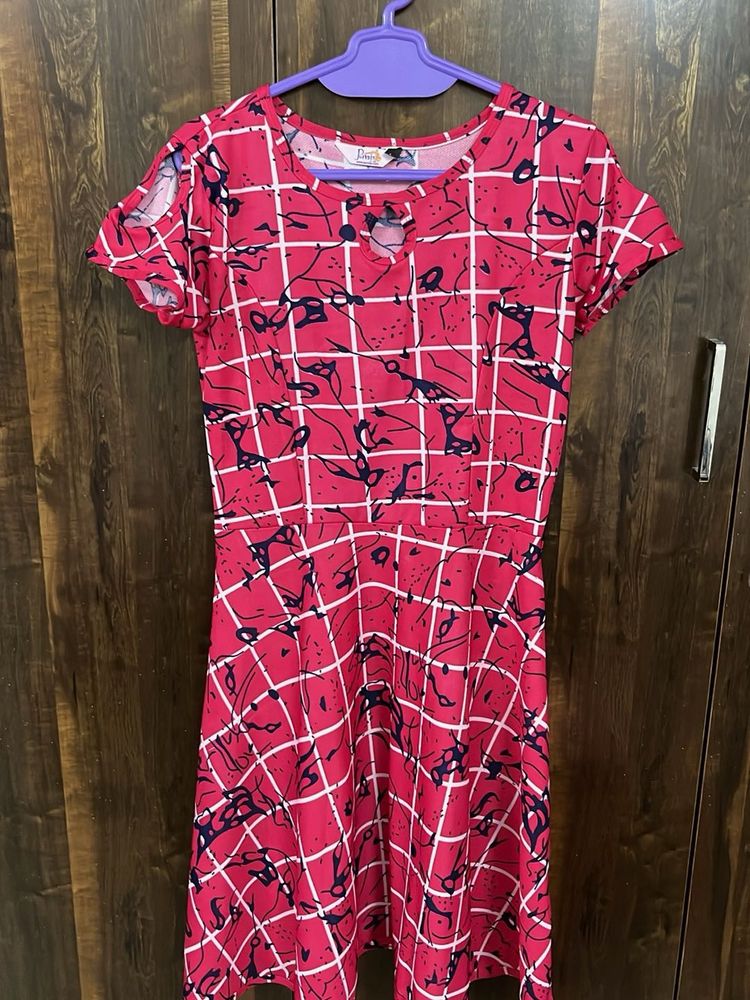 PinkPrinted Skater Dress – Worn Once – Like New