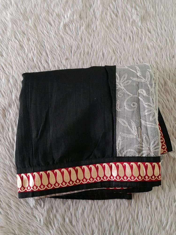 Black &amp; off white Embroidery Saree
