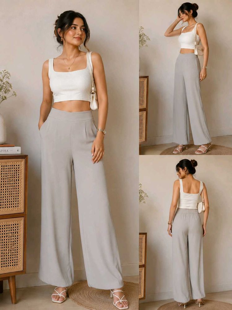 Chic Grey Wide-Leg Pants