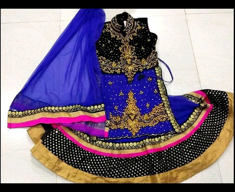 Embroidered Blue Lehenga Choli with Dupatta