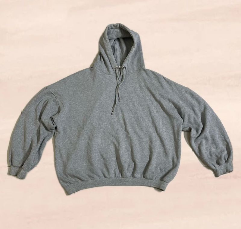 Drop Shoulder Grey Pullover Hoodie