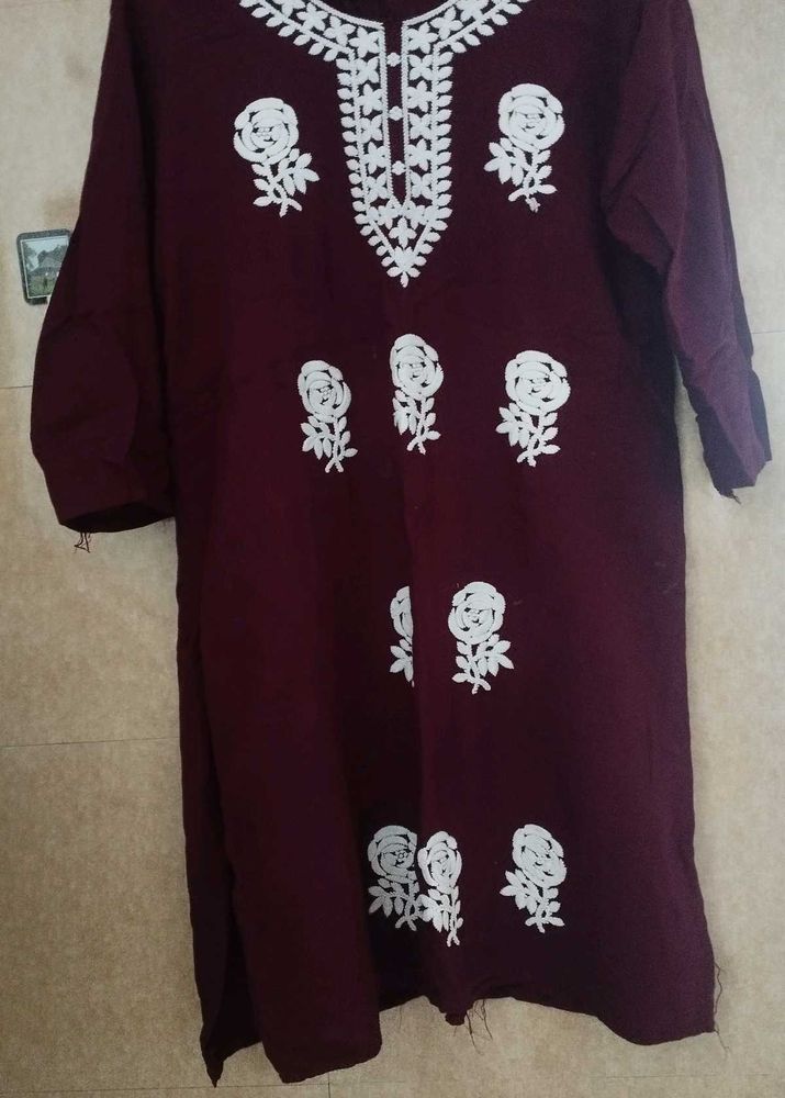 Burgundy Embroidered Kurti🎉❤️