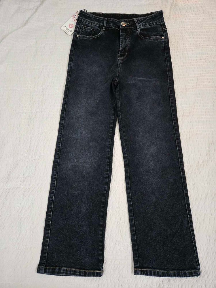 Dark Wash Wide Leg Denim Jeans waist 28/30