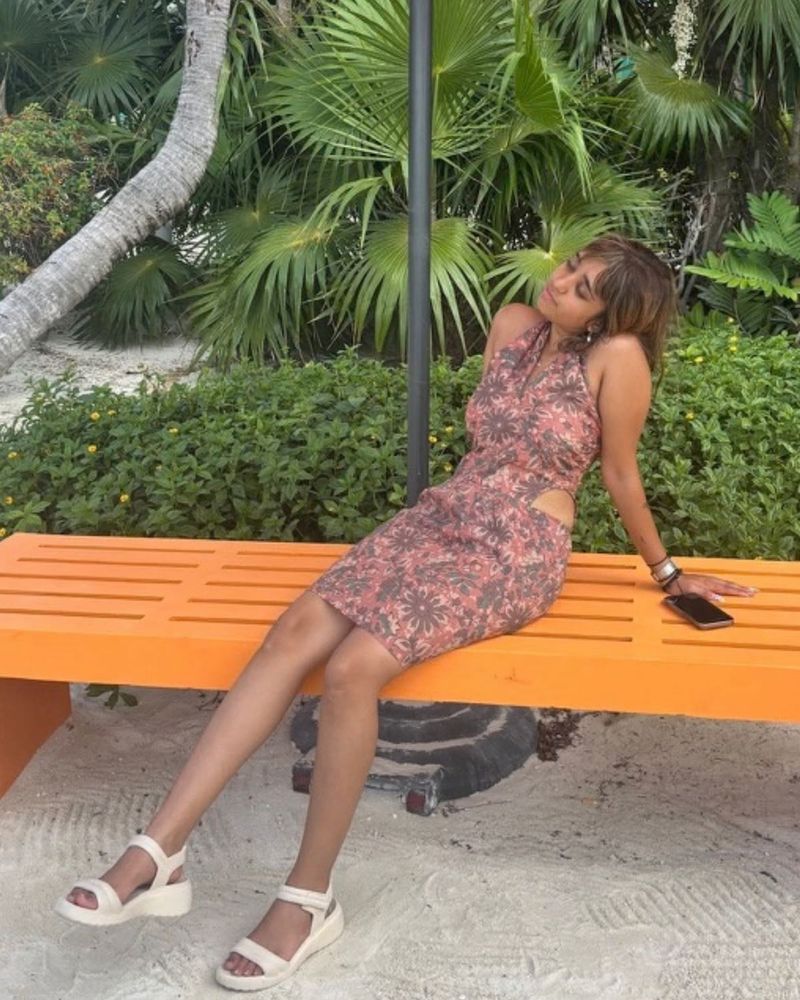 Floral Cut-Out Halterneck Dress