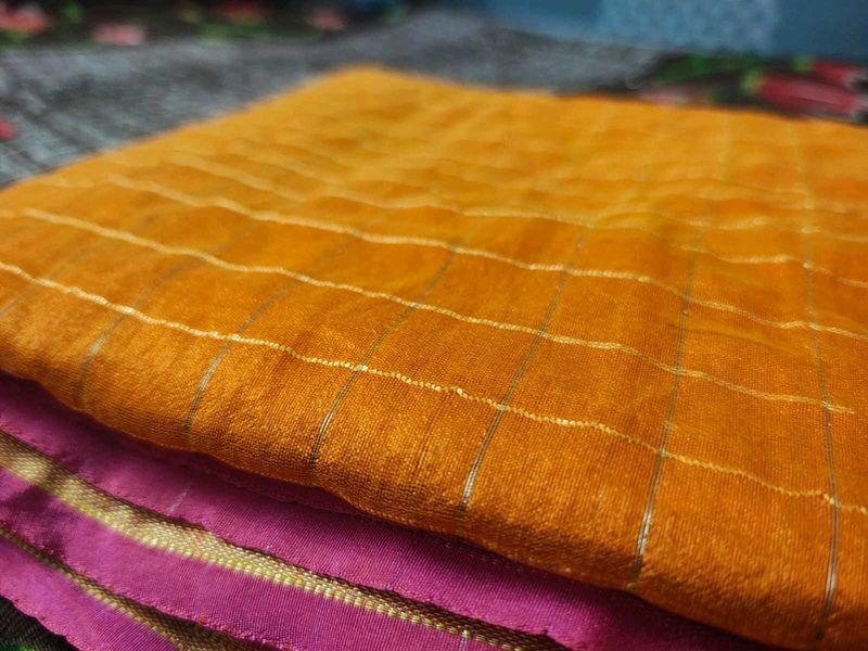 Elegant Orange Silk Saree